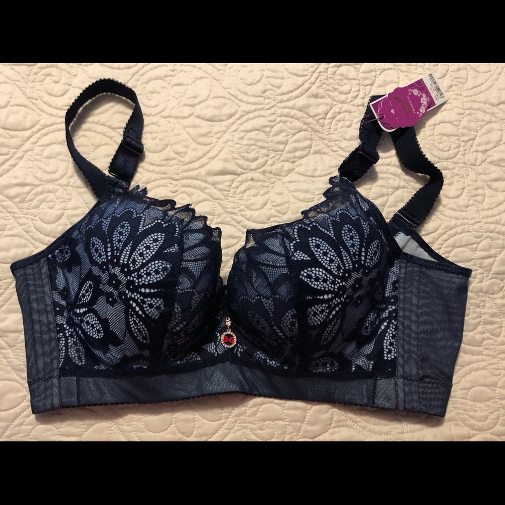 36DDD/36F lacy navy blue push up bra